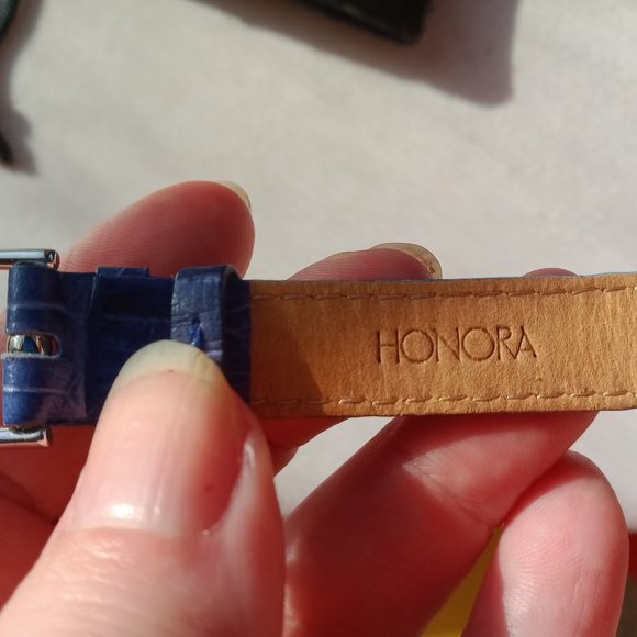 Honora Double Row Freshwater Pearl Royal Blue Genuine Leather Bracelet 925 - Picture 9 of 10